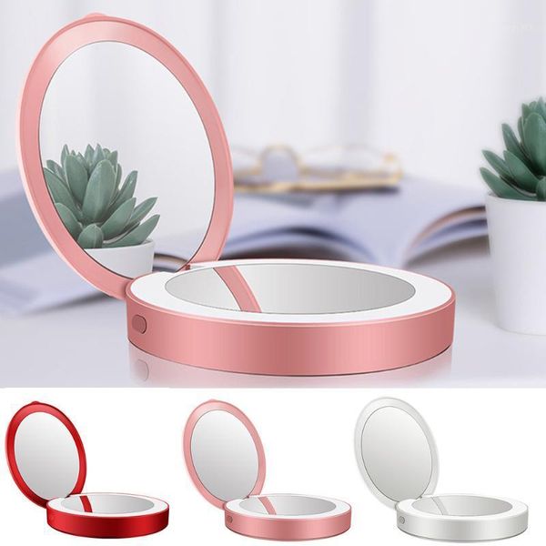 

mini portable led makeup mirror round hd cosmetic mirror with led light beauty tool for tablebathroom travel dropshipping1
