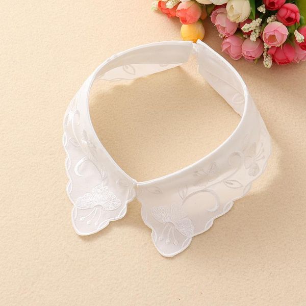 

women floral embroidery fake collar detachable solid color shirt necklace false collar blouse women clothes decorative, Black;gray