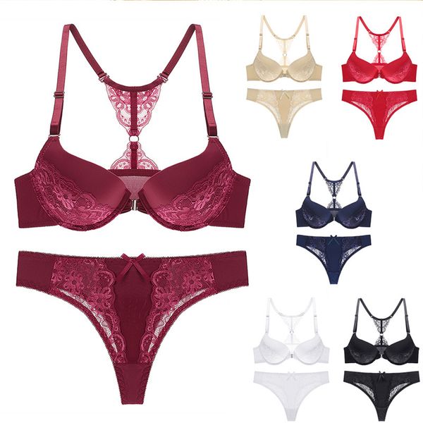 

front closure bras charming lace racer back racerback push up women's bras set underwear intimates 32 34 36 38 40 a b c c1211, Black;white