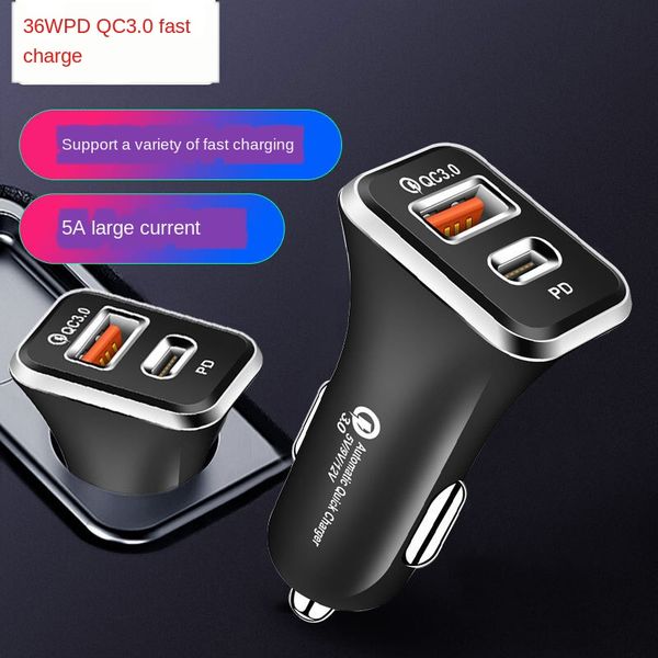 

36w car mobile phone charger type-c port pd qc3.0 car charger 36w dual fast charge pd qc3.0 with oppbag