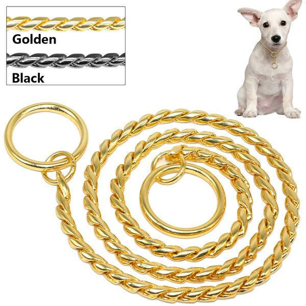 

snake heavy metal chain dog collar choke ring strong chrome or gold 3mm 4mm 5mm
