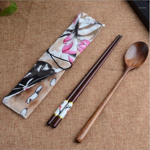 

bamboo travel cutlery set eco-friendly wooden outdoor portable utensils zero waste bamboo cutlery set fd1