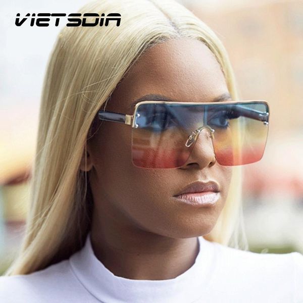 

sunglasses 2021 fashion oversized square women brand designer vintage gradient blue pink for men eyewear uv400, White;black