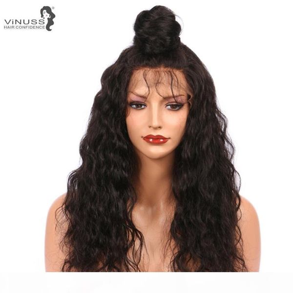 

full lace human hair wigs water wave for black women lace front wigs brazilian remy pre plucked bleached knots, Black;brown