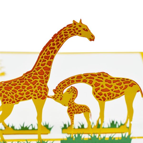 

10 pack gireaffe оптом всплывающие карты карт рождения с конвертом наклейка 3d лазерное резюме приглашение на животных поздравительные откры