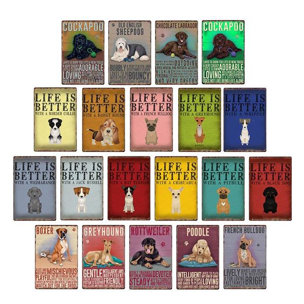 

metal sign poster 20x30cm cartoon dog and cat beware of the dog will be towed away be sand be scrapped retro garage drop shipping