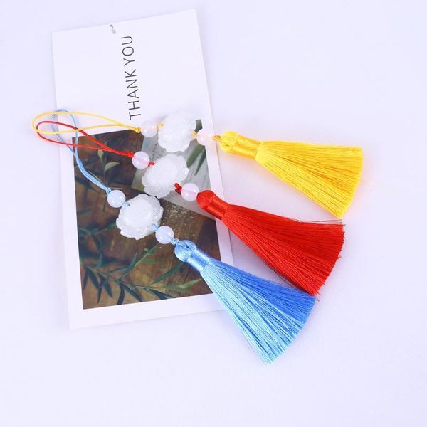 

2pcs white jade lotus tassel fringe diy garments materials key bag phone bookmark tassel pendant hand make embellissements craft h jllkvm