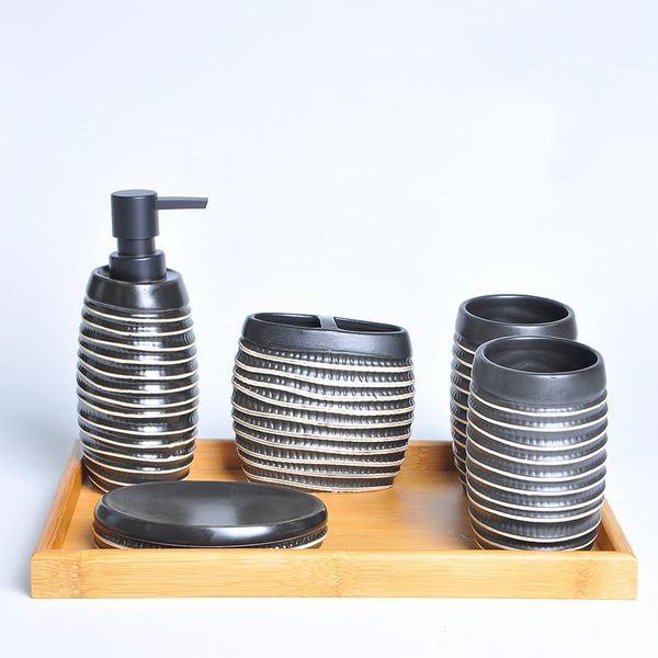 

bath accessory set nordic bathroom accessories creative striped ceramic toothbrush holder soap dispenser tray wedding gift supplies