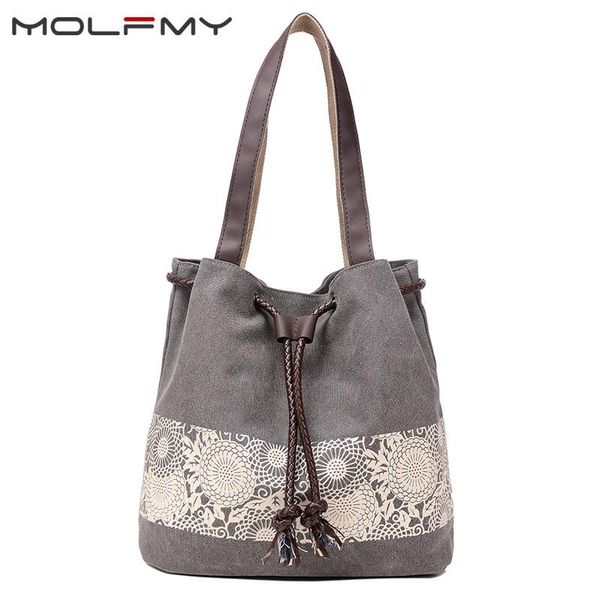 

europe canvas shoulder bag ethnic style floral print hand bags handbgs retro vintage casual canvas bucket for women bag