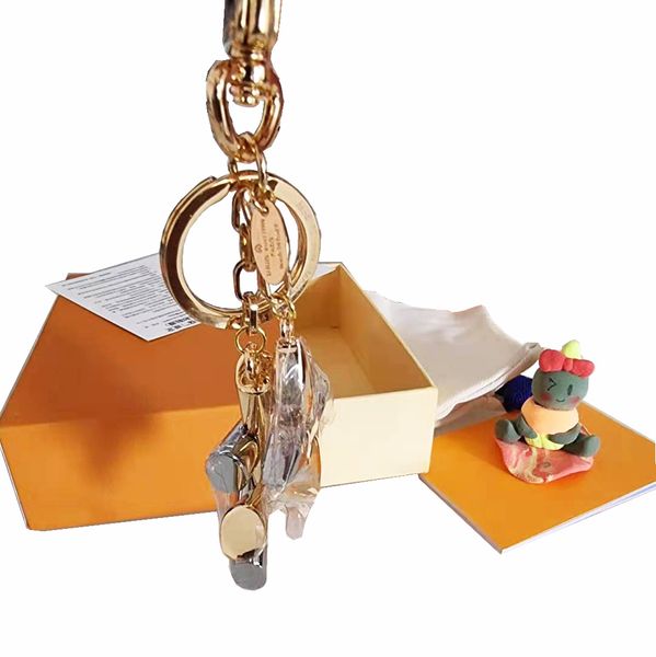 

high qualtiy brand Designer Aolly Keychain Fashion Pendant Car Chain Charm Brown Flower Mini Bag KeyringTrinket Gifts Accessories with box