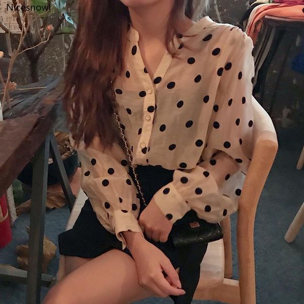 

women summer shirts kawaii ulzzang lovely v-neck wave long sleeve shirt female sweet harajuku tunic for women 's cute top, White