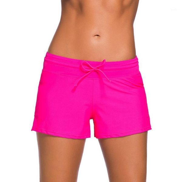 

women solid side split drawstring swimming pullover casual summer wear shorts loose1