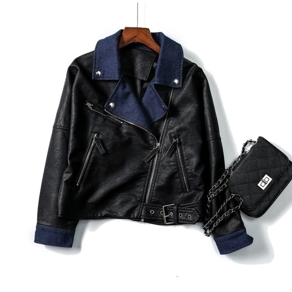 

new black 2021 female plutonium jacket spring outerwear loose soft ladies from biker leather women's coat xkfh