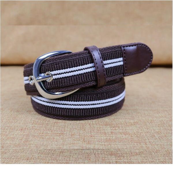 

men women nylon waistband students' belt metal buckle pin buckle jeans luxury casual striped stra jlltda, Black;brown