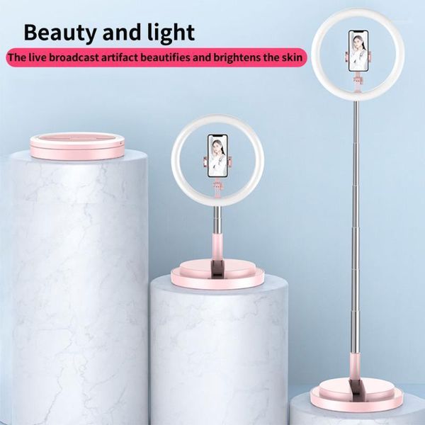 

led selfie ring light phone holder for live stream/makeup/youtube video dimmable beauty ringlight foldable fill light bracket1