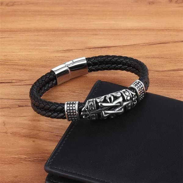 

xqni punk style ancient architecture totem elegant small adorn article genuine leather bracelet double layer hand jewelry gift h jllnmo, Golden;silver