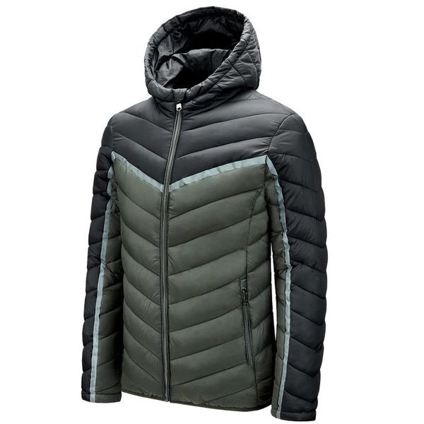 

winter jacket men casual hooded parka coats male windbreaker sportwear zipper patchwork outwear parkas hombre invierno plus size, Black