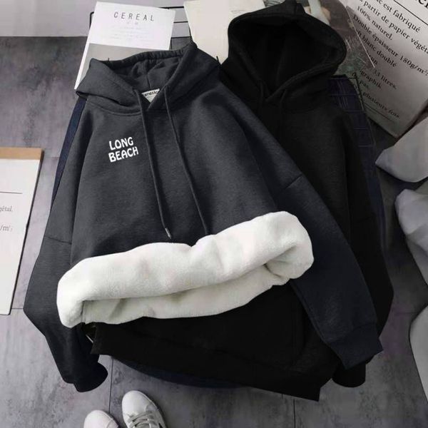 

lcotton / non pilling plush thickened grey haze blue sweater female student autumn winter warm korean loose ins coat, Black