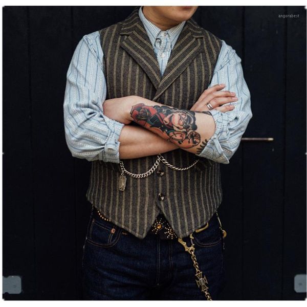 

retro men formal tweed wool blend lapel collar slim fit vest waistcoat plus size1, Black;white