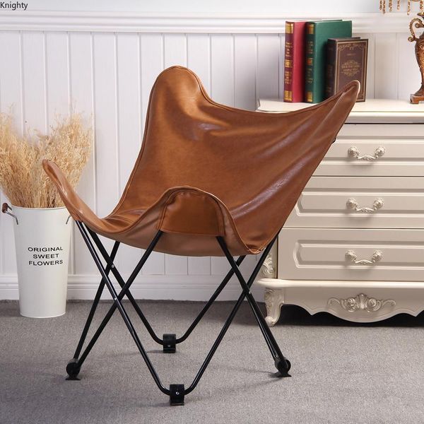 

nordic leather folding chair outdoor furniture beach chairs modern minimalist folding chairs creative leisure lazy sofa recliner