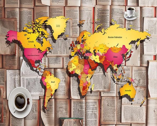 

wallpapers retro english book map wall library wallpaper study mural restaurant el decoration custom 3d po