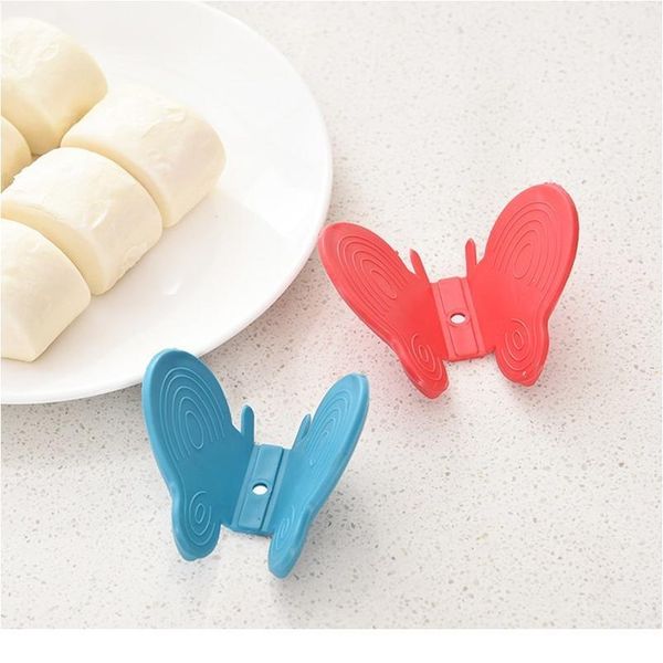 

2pcs/set butterfly shaped sile anti-scald devices fridge magnet kitchen tool insulation plate clamp kitchen special jllena