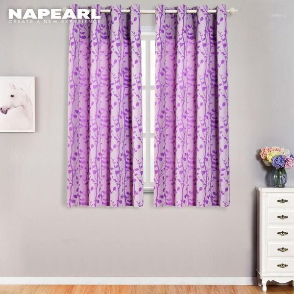 

napearl curtains for the kitchen plant pattern jacquard purple drapes window treatments semi-blackout shades fabrics 100x130cm1