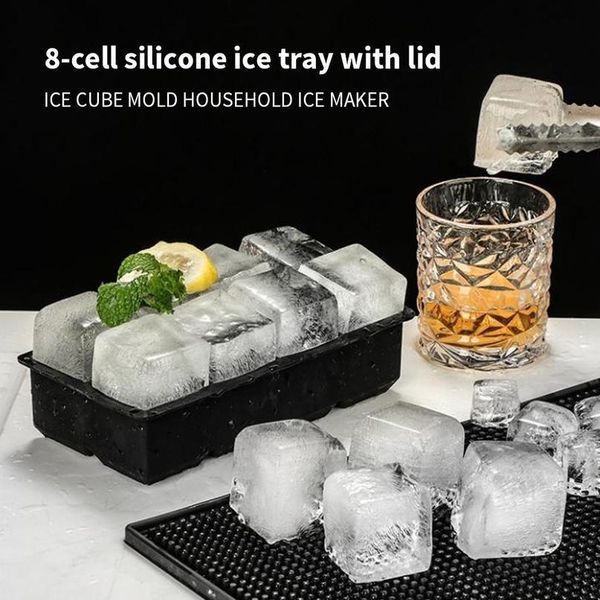 

square ice tray with lid sile ice cube maker mould diy kitchen bar accessory pudding chocolate whiskey mo bbyypn