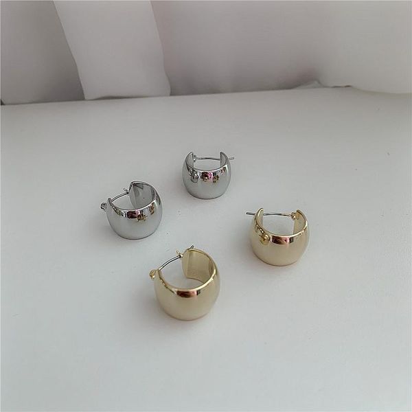 

aomu ins fashion geometric semicricle gold silver color metal stud earrings for personality women party jewelry gifts, Golden;silver