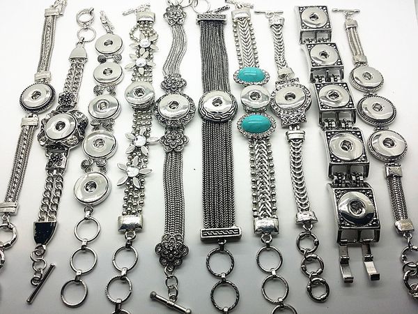 

silver 10pcs mix style bracelet snap charm fashion interchangeable jewelry fit 18mm ginger snaps chunk cham button
