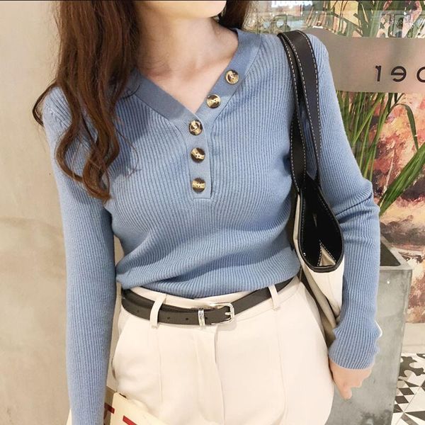 

women sweater button v-neck sweater women spring autumn knitted pullover slim soft jumper female knit 1, White;black