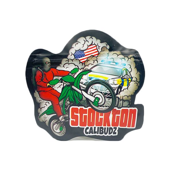 

special shape empty mylar bag stockton calibudz smell proof laminated recyclable zipper plastic packaging bags for dry herb