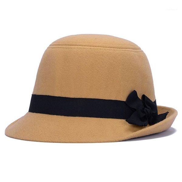 

imitation wool fedora hats for women bowler hats decorate feltcap autumn and winter lady cute trendy wool felt bowler fedora hat1, Blue;gray