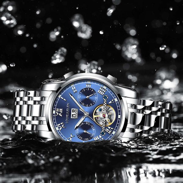 

tiktok 2020 men's watch business watch men's mechanical watch waterproof fashion, Slivery;brown