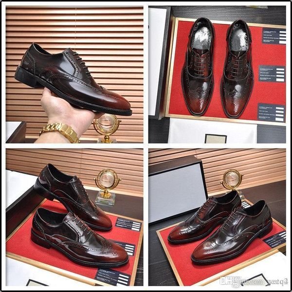 

sp men designer dress shoes genuine cow leather brogue wedding shoe luxury mens casual flats shoes black wine red oxford shoes for men 33