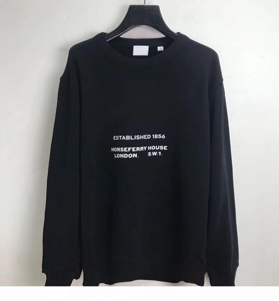 

20fw letter print sweatshirt fashion autumn winter bbr designer new men and women hoodies burb pullover o-neck, Black