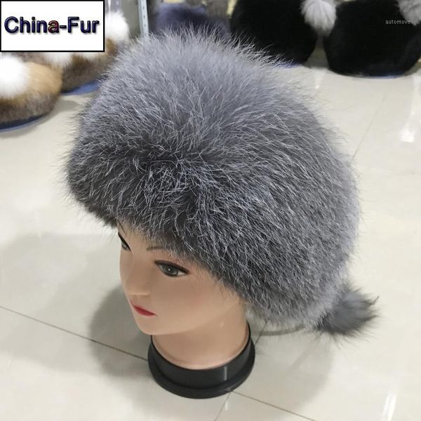 

fashion new style luxury winter russian natural real fur hat 2020 women warm good quality 100% genuine real fur cap1, Blue;gray