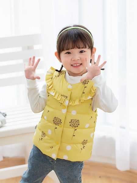 

2020 new children's and girls' calico down vest, Blue;gray
