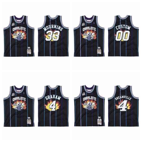 

s-6xl мужчины 4 dreamville x charlotte шершельники джерси # 00 br ремикс черный баскетбол джерси, Black;red