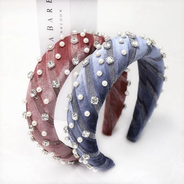 

hair accessories velvet thick sponge crystal hairbands for women pearl headband punk band bow crown headbands head wrap