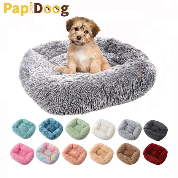 

kennels & pens square super soft dog bed warm plush cat mat beds for large dogs puppy house nest cushion pet product accessories
