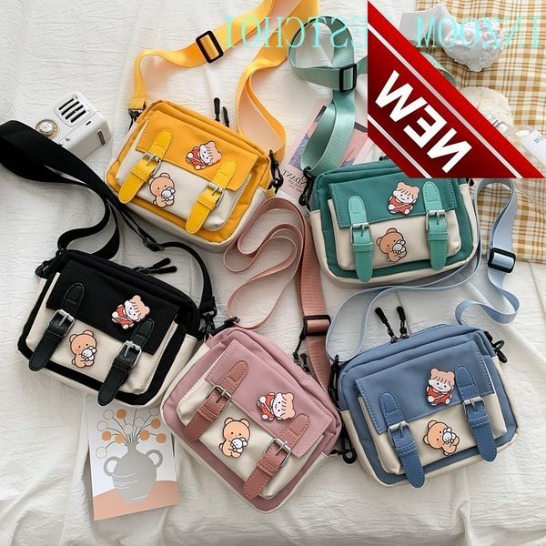 

crossbody female 2022 new cute girl canvas student korean version one-shoulder small square bag multifunctional all-match