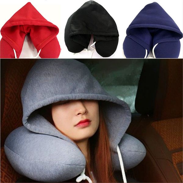 

body neck pillow solid nap cotton particle pillows soft hooded u-shaped pillow airplane car travel pillow home textiles wx9-1736