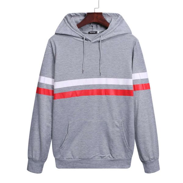 

2019 fashionable casual sportswear color matching hooded men's sweater top, Gray