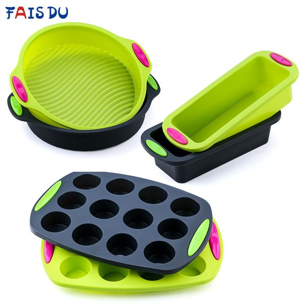 Silicone High-end Domicílio Retangular Toast Resistente à Redonda Bolo Rodada Molde Non-Stick Forno Disponível Ferramentas de Cozimento 201023