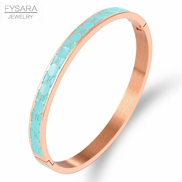 

fysara geometry round bangles bracelets for women black blue enamel bangles party stainless steel jewelry wmtyrz