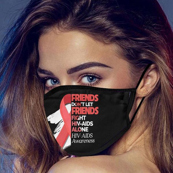 

red ribbon printed mask safety protective mouth face cover warm windproof face masks reusable cotton mouth caps masque bbykfg