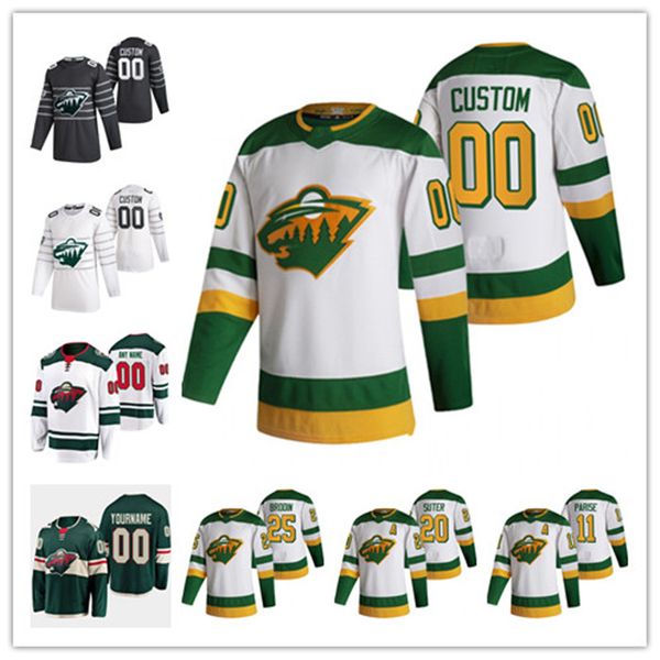 

zach parise minnesota wild 2021 reverse retro cam talbot ryan suter devan dubnyk galchenyuk johansson bonino fiala kaprizov hockey jersey, Black;red