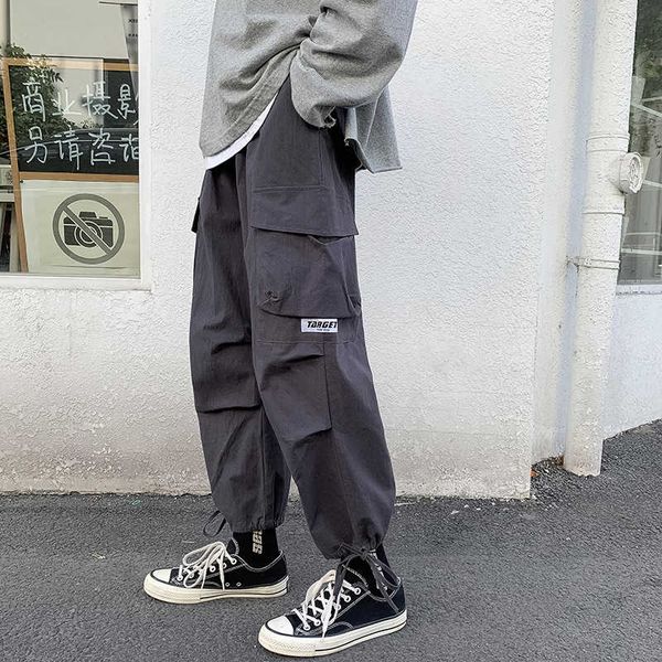 

ins men's spring and autumn fashion plush corset casual pants for men, Black