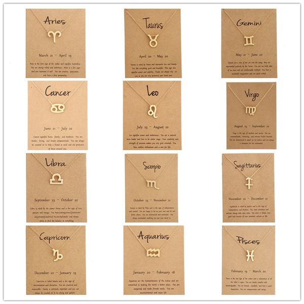 

new fashion 12 constellation pendant zodiac sign necklace birthday gifts message card for women girl ing